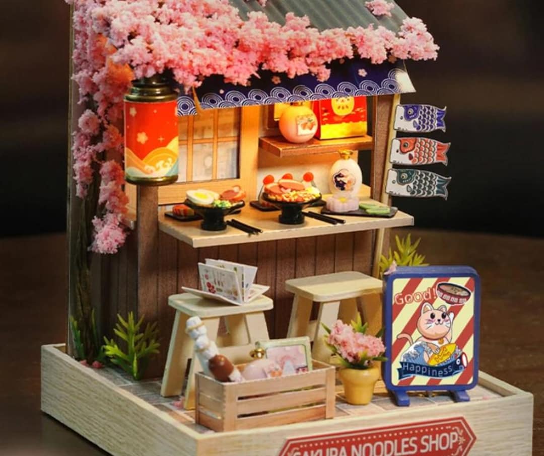 Mini DIY Japanese Inspired Miniature Food Stall Wooden Craft DIY Kit