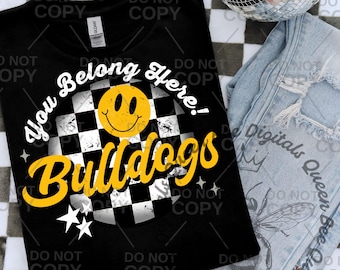 Custom Distressed Retro School Spirit PNG: Checkered Design (Digital Download