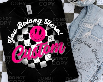 Custom Distressed Retro School Spirit PNG: Personalized Checkered Design (Digital Download)