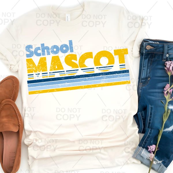 Custom Retro School Spirit PNG: Distressed Team Design (Digital Download