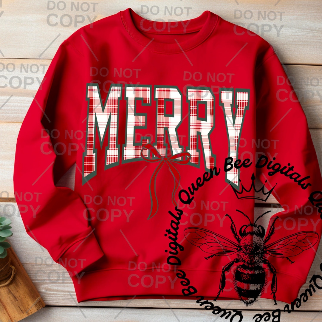 Red Plaid Merry PNG: Christmas Holiday Png Dtf Sublimation Design ...