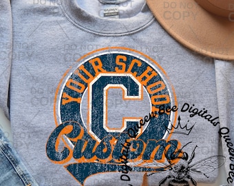 Custom Distressed Retro school mascot spirit wear sublimation PNG: Personalized Team Design (Digital Download)