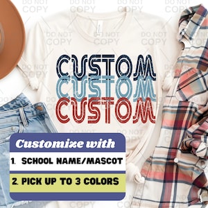 Custom School Mascot PNG | Retro Lettering Team Name Design | DTF Print Ready | Sublimation PNG File | Personalized Spirit Wear Graphic