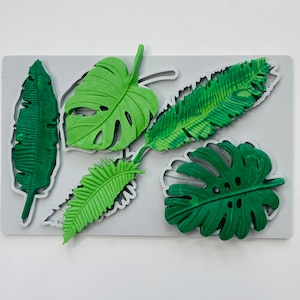 Monstera Palm Leaves Tropical Leaves Silicone Mold for Cake decoration , Different Sizes Palm Leaves Mold , Resin Clay Soap Leaf Mold