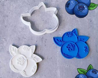 Blueberry Cookie Cutter - Berries Fondant Cutter With Free Imprint Stamp
