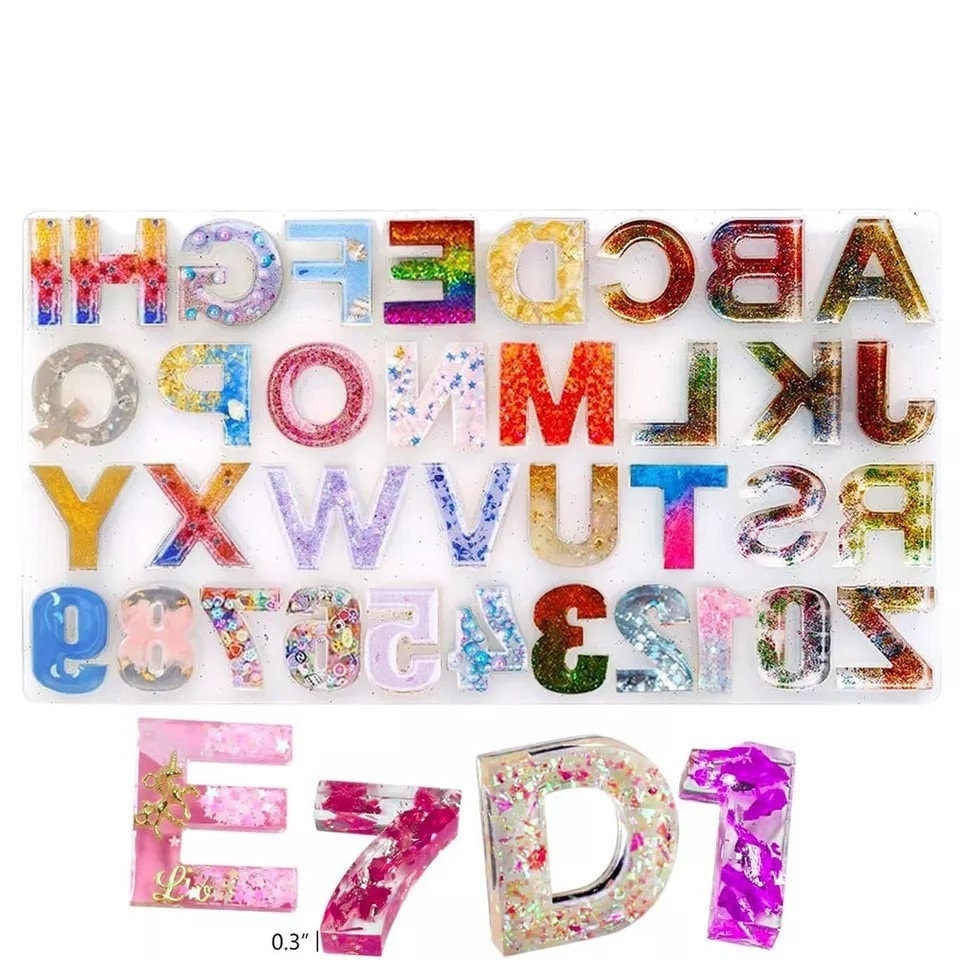 Qaxlry Fondant Letter Mold 3D Silicone Number Alphabet Molds for Cake Decoration Candy Chocolate Candle Making (Letter)