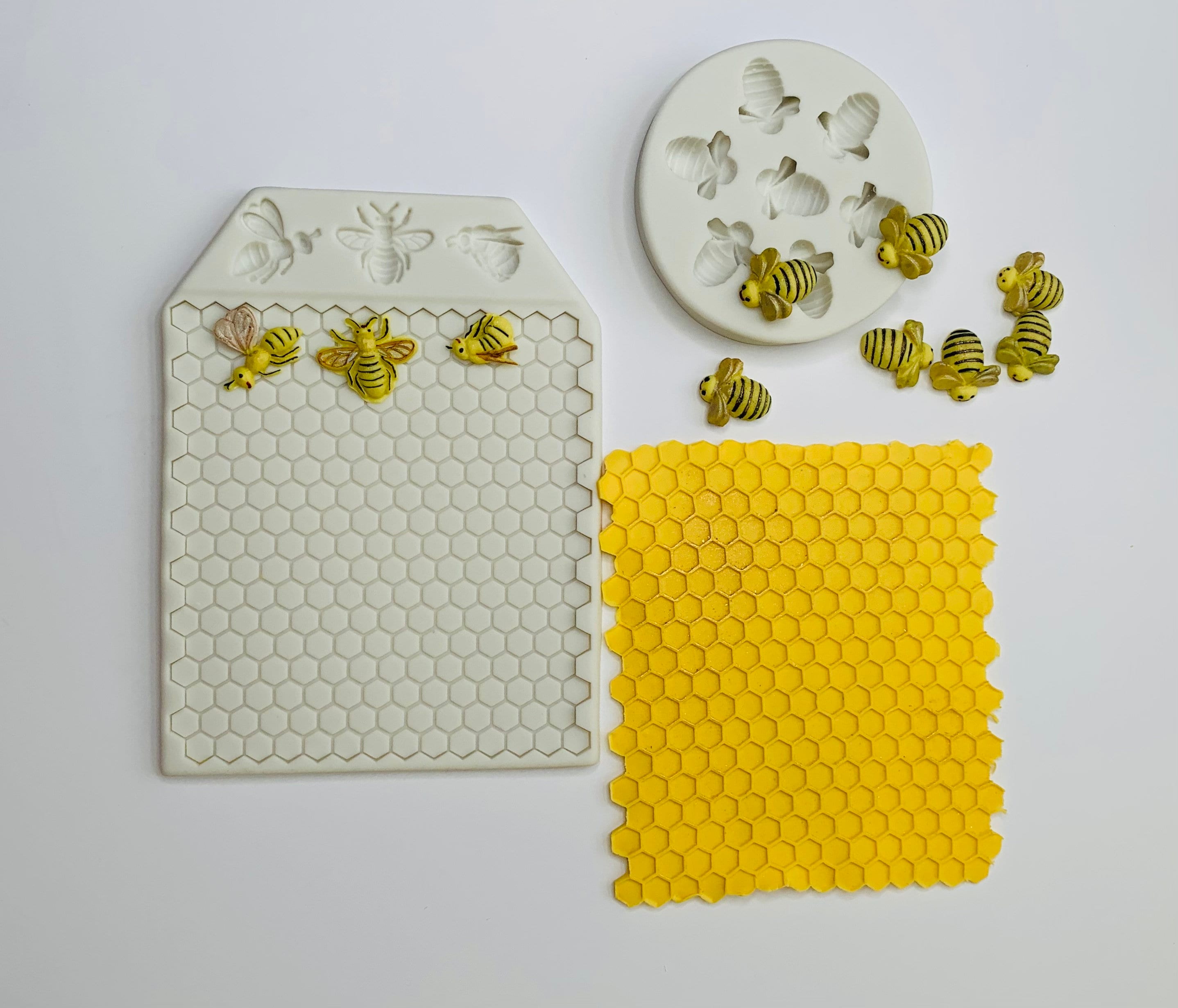 IKOJINg honeycomb silicone molds, beehive fondant press pad, chocolate  candy cake decorating silicone mold imprint mat