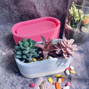 Gypsum Cement Ceramic Flower Pot Silicone Mold - Succulent Planter Holder Mold - Vase Concrete Mold