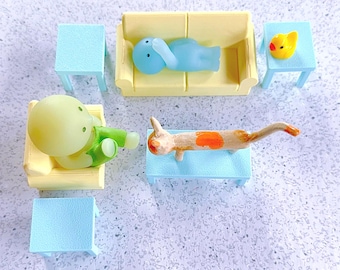 Custom Miniature Living Room Furniture Set: Display for Smiski & Sonny Angels