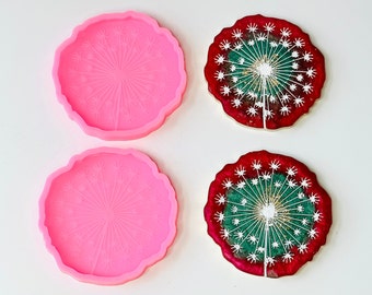 Dandelion Resin Coaster Molds: Silicone Epoxy Mold Set (2 Pcs)