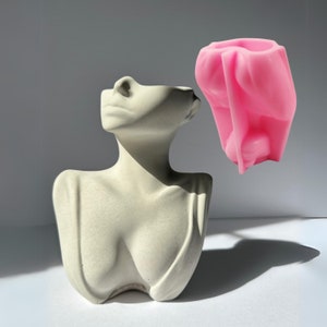 3D Woman Body Planter Silicone Mold: Cement Resin Vase