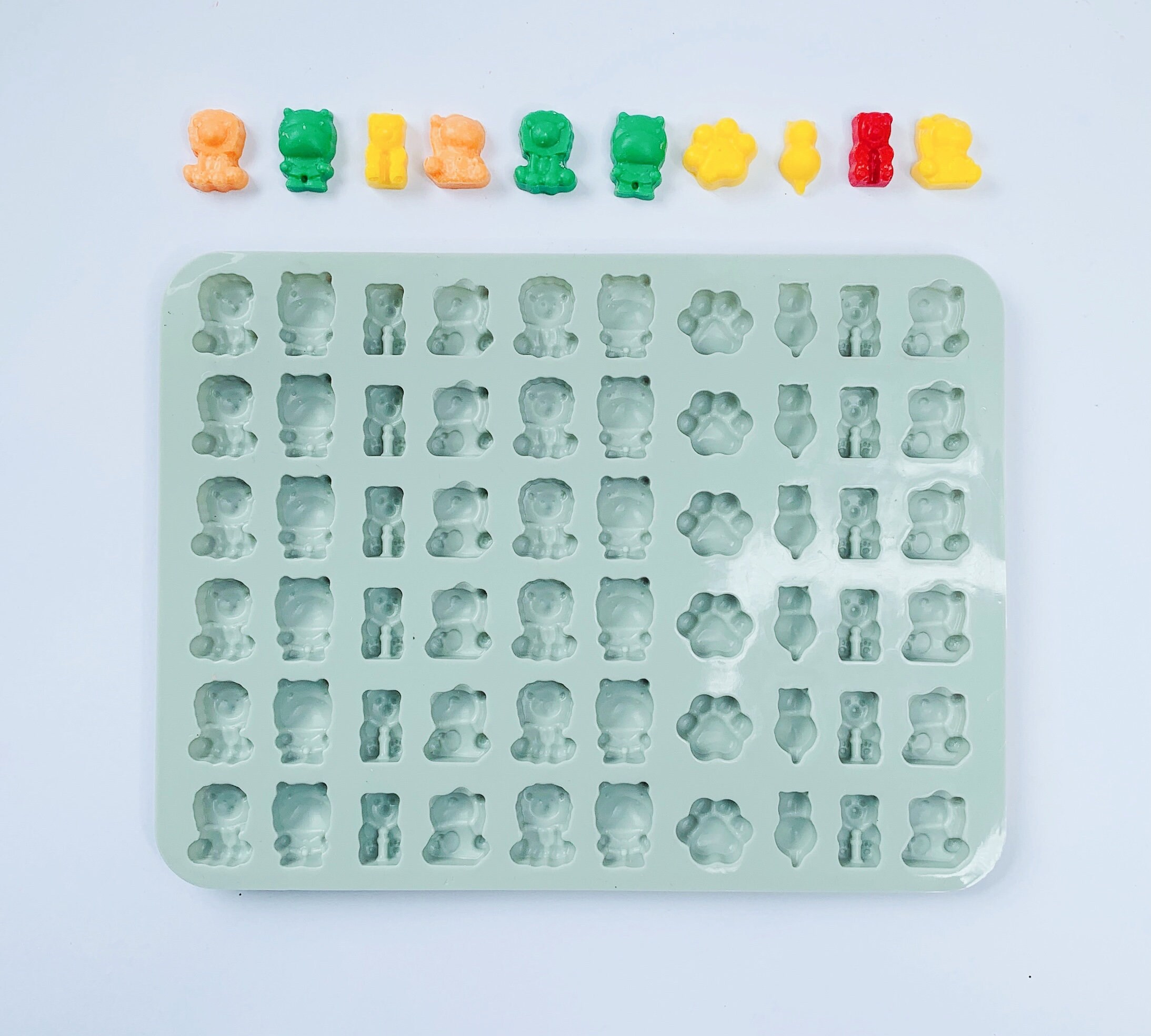2 Pcs Cute Mini Gummy Bear Silicone Molds, Insects Variety Silicone Mold-50  Cavity, Gummy Animals Mold-60 Cavity 