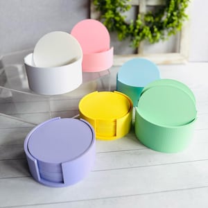 Modern Coaster Set of 6: Colorful 3D Printed Coasters with Holder
