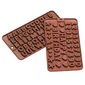 Small Alphabet Letters and Numbers Silicone Mold Set, Happy Birthday Letters Mold for DIY Crafts, Clay, Resin, Cake Decoration