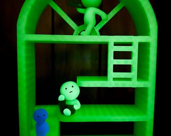Glow In The Dark Smiski House Display Shelf: Miniature Toy Shelf