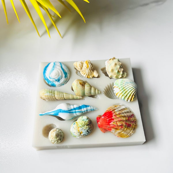 Multi Sea Shells Silicone mold for Ocean Sea Themed Cake decoration - Sea Shells Resin Mold - Seashells Clay Mold - Beach Shells Mold