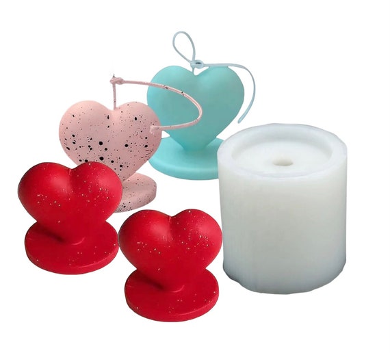 3D Heart Candle Mold Heart Scented Candle Silicone Mold Heart Mold for Candle  Heart Shape Soft Mold 