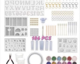 Resin Casting Molds and Tools Set: DIY Jewelry & Keychain Making (186 Pieces)