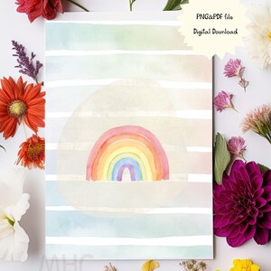 Printable Rainbow bridge Card, Watercolor Wall Art, Kids Room Decor, Any Occasion Card, Baby Shower invitation, Birthday, Instant Download