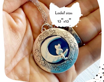 Personalized Cat Photo Locket Necklace | Sterling Silver Memorial Jewelry (Handmade)