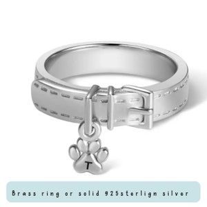 Custom dog collar ring- engraved pet name,initial ring-pet loss gift-pet memorial ring