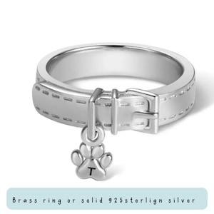 Custom dog collar ring- engraved pet name,initial ring-pet loss gift-pet memorial ring