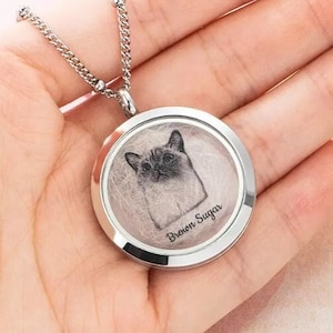 Cat memorial gift- pet memorial keepsake locket necklace-pet hair memorial jewelry