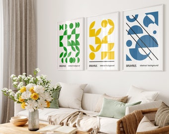 Gallery Wall Set of 3, Exhibition Poster Set, Art Wall Frame, Gallery Art Painting, Museum Poster, Digital, BAUHAUS, PRINTABLE POSTER