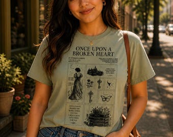 Once Upon a Broken Heart Literary Tee, Vintage Book Lover Shirt, Booktok Apparel