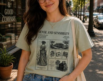 Sense and Sensibility Jane Austen Literary Tee, Vintage Book Lover Shirt