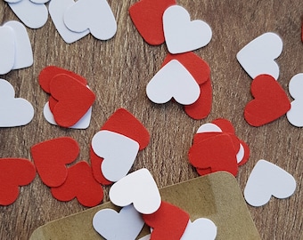 Red and White Heart Confetti: Biodegradable Party Decorations
