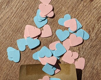 Eco Friendly Heart Confetti: Pink and Blue, Gender Reveal Decor