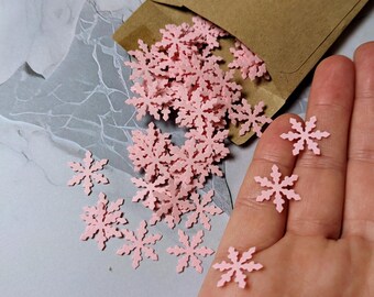Pink Snowflake Confetti: Biodegradable Christmas Table Decoration