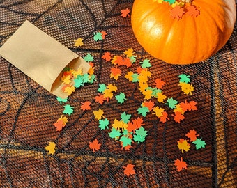 Biodegradable Confetti// Autumn Mixed Leaves, Yellow, Green, Orange// Parties, Table Decor, Displays, Eco Scatter Confetti, Weddings, Events
