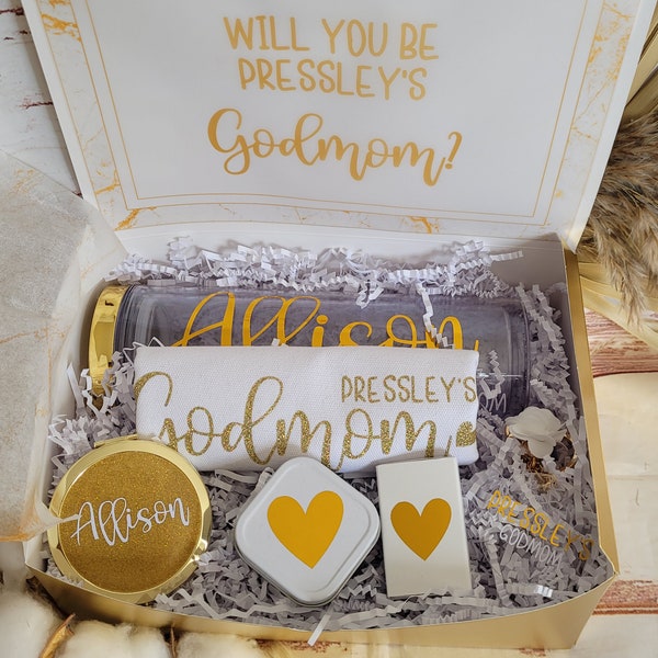 Personalized Godmom Proposal Gift Box Set- Godmom Gift Box - White Proposal Box for Godmother - Proposal Box - Godmother Box