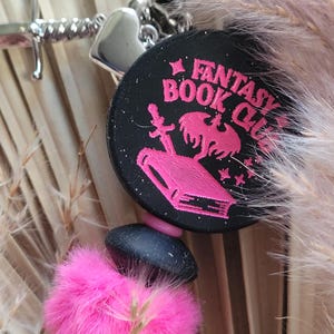 Beadable Plastic Pen - Bookish Themed Beadable Pen - Bookstack with Dragon Beadable Pen with Dangle