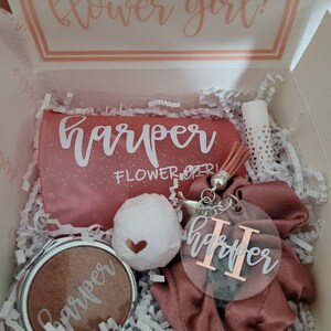 Personalized Flower Girl Proposal Gift Box Set- Flower Girl Gift Box - White Proposal Box for Flower Girl- Proposal Box -Flower Girl Box