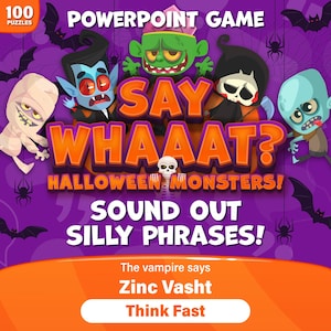 Halloween Monsters Sound-It-Out Game – Say What?! Interactive PowerPoint with Scoreboard