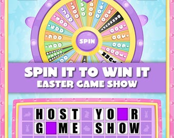Easter PowerPoint Word Game – Spin It To Win It with 3 Interactive Rounds & Scoreboard (Family • Classroom • ESL • Virtual)