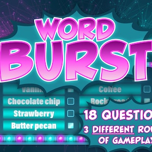 Word Burst Game | Editable PowerPoint w/Scoreboard, Timer, Music & Sounds | Virtual Party Game | Family, Team Building, Classroom, Zoom Game