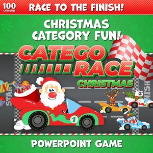 CategoRace Weihnachts-Kategorie-Spiel – Interaktives Power Point Spiel mit Scoreboard (Familie • Klassenzimmer • Teamentwicklung • Virtuell)