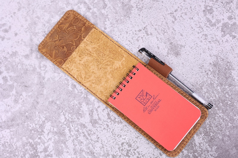 Personalized real genuine leather notepad cover for rite in the rain top-spiral notebook 3 x 5 4 x 6 RR1 image 1