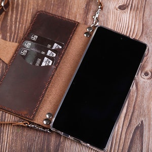 Schoudertasje voor Moto G 2025 Edge 2025 Edge 50 G Stylus 5G 2024 2025 Bruine leren tas en portemonnee, aangepast monogram naam initialen