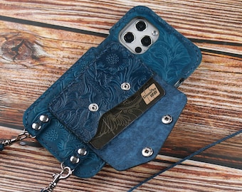 Leather Case Leather Pixel 7a/7 pro/7/6a 6 PRO/6/ 5a 5G case,8 Pro/8 cover,Pixel 5,4a 5G case Crossbody strap Embossed leather Case Blue