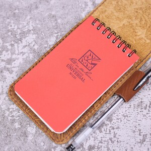 Personalized real genuine leather notepad cover for rite in the rain top-spiral notebook 3 x 5 4 x 6 RR1 image 4