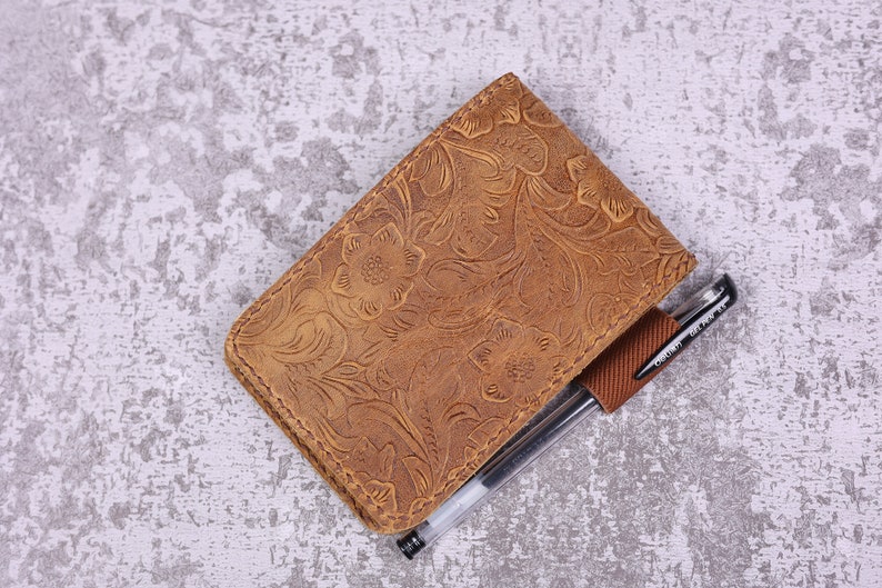 Personalized real genuine leather notepad cover for rite in the rain top-spiral notebook 3 x 5 4 x 6 RR1 image 2