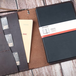 Cuaderno de composición de cuero con nombre personalizado, funda de 9,75 x 7,5 pulgadas, cartera de cuero de grano completo, marrón