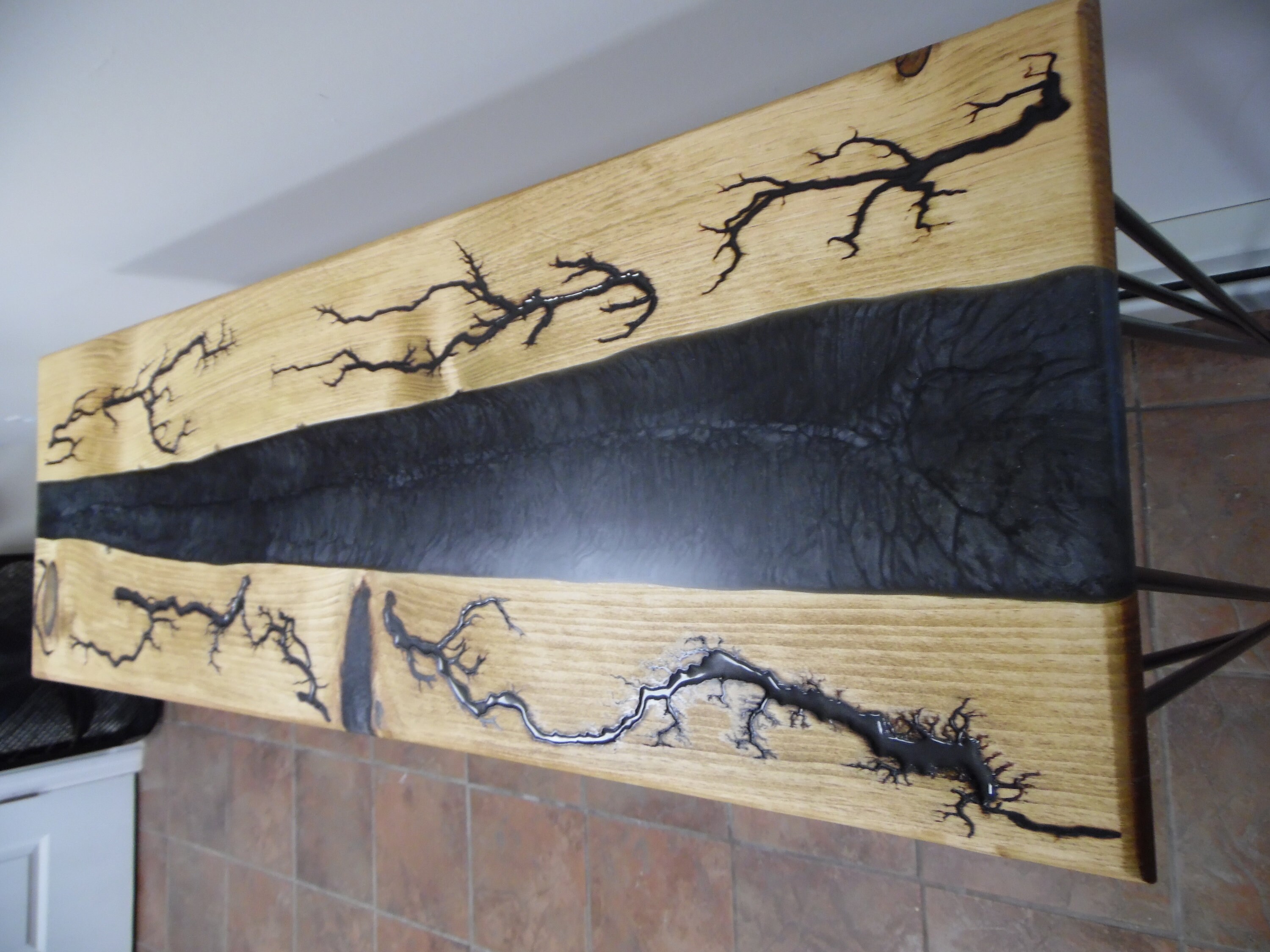 Solid Pine and Epoxy Fractal Burned Hall Table. Etsy