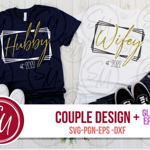 marido esposa, design de casal, ano personalizável, efeito brilho, corte e sublimação. SVG. Cricut, Camafeu. São Valentim, São Valentim