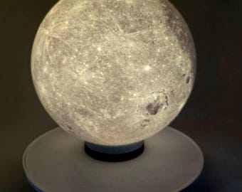 Moon Lamp Custom 3D Printed with Color Changing LED and Remote